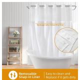 eachope 1 Pack Extra Long Fabric Snap-in Shower Curtain Liner Replacement,Compatible with No Hook Shower Curtain with Snap in Liner, Removable & Water-Repellent,Machine Washable,70x78,White