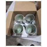 Bosmarlin Ceramic Coffee Mug Set of 4, 17 Oz, Coffee Cups with Big Handle, Microwave Safe, Unique Reactive Glaze (17 Oz, Turquoise Green Light)