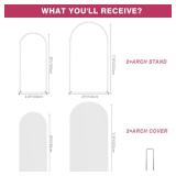 Arch Backdrop Stand and Cover Set(7.3FT,6FT),Metal Balloon Arch Stand Frame for Wedding Birthday, Party, Baby Shower, Graduation Ceremony, White - Retail: $79.85