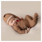 ForBaysy Newborn Baby Christmas Photo Props Outfit Infant Boys Girl Photoshoot Costume Red jumpsuit With Xmas Hat