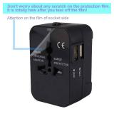 Travel Adapter, Worldwide All in One International Power Adapter Universal Adapter Plug with 2.1A Dual USB Charging Ports for Asia Europe UK AUS and USA (Black)