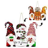 Reversible Fall Thanksgiving Decor/Christmas Decorations for Home Indoor Outdoor, Thankful Pumpkin Fall Door Decor Porch Wall Door Hanger, Christmas Wreath Wall Decor Buffalo Plaid Let It Snow Sign