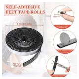 4 Rolls 120 Inch Felt Strip with Adhesive Backing Felt Tapes Furniture Felt Strip Rolls Self Stick Heavy Duty Polyester for Protecting Furniture and DIY Adhesive (Black, 0.5 Inch)