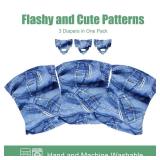 Wegreeco Jeans Washable Male Dog Diapers (Pack of 3) - Washable Male Dog Belly Wrap (Large - 18"- 21" Waist)