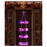 Happy Halloween Sign for Front Door Decor, 3ft Battery Operated Halloween Lights with Timer, Waterproof Orange and Purple Lights - Wall Window Hanging Lights for Door Home Indoor Halloween Decorations