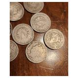 Lot of 11 V nickles 1900-1912