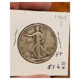 1944-S Walking Liberty Silver half dollar