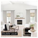 120 Inch Long Curtains 120 Length,Cream Blackout Linen Textured Large Thermal Darkening Back Tab Hook Pleated on Track or Curtain Rod with Ring or Clip Curtains for Living Room,10FT,Birch/Ivory/Ecru