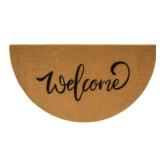 Half Round Welcome Door Mat - Artificial Coir Doormat - Non Slip Doormat - Half Circle Entry Mat for Indoor Outdoor 17" x 29"