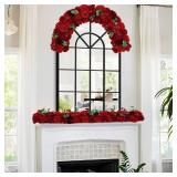 Artificial Flowers Arch - 6Pack Red Faux Floral Swags Rose Silk Peony Realistic Arch Plastic Arrangement for Christmas, Romantic Wedding Wall, Reception Ceremony Welcome Sign Decoration - Retail: $79.