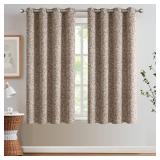 jinchan 80% Blackout Curtains for Bedroom, Farmhouse Drapes with Scroll Floral Patterned for Living Room, Grommet Top Thermal Insulated Curtains, Vintage Country Curtain 72 inch Length 2 Panels Taupe