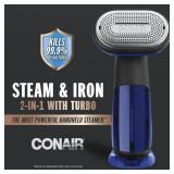 Conair 2-in-1 Handheld Steamer and Iron for Clothes, Turbo ExtremeSteam 1875W Garment Steamer and Clothing Iron,Black / Blue