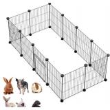 LANGXUN DIY Small Animal Pet Playpen with Door, Rabbit, Guinea Pig Cages, Puppy, Kitten Playpen | Indoor & Outdoor Portable Metal Wire Yard Fence, 12pcs Pet Panels