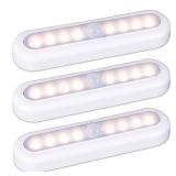 STAR-SPANGLED 3 Pack 7" Motion Sensor Lights Indoor Battery Operated, Stick on LED Light for Closet, Stairs, Under Cabinet, Warm White