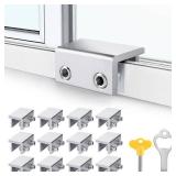 Window Locks (12 Sets), Window Locks for Up and Down Windows, Sliding Window Locks, Window Locks for Horizontal Sliding Windows, Child Proof Window Locks Security, Adjustable Window Stoppers (Silver)