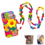 Flower with Lanyard Neck Strap Silicone Phone case for iPhoneï¼ Silicone Flower Phone case with Phone Strap and Transparent Wristband Holder (iphone12,Wristband+Lanyard)