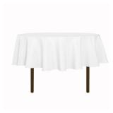 sancua Round Tablecloth - 60 Inch - Water Resistant Spill Proof Washable Polyester Table Cloth Decorative Fabric Table Cover for Dining Table, Buffet Parties and Camping, White (Fits 20-48 Inch Table)