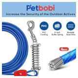 Petbobi Dog Tie-Out Cable and Stake - 30FT Heavy Duty Cable with Spring - No Tangle, 16-inch Ground Stake - Ideal for Yard, Camping, and Beach - Suitable for Medium to Large Dogs Up to 120 lbs, Blue