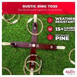 SWOOC Games - Rustic Ring Toss Game (All Weather) - Easy Setup & Extra Games Included - Ring Toss Game for Adults - Outdoor Games for Kids - Yard Games for Adults - Ring Hook Game - Game Room Games