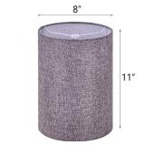 Wellmet Gray 8"x 8"x11" Lampshade, No Assembly Required, Classic Modern Lamp Shade for Table Lamp, Bedside Lamp, Floor Lamp, Fabric Drum Lampshade, Spider Fitter