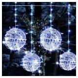 Dazzle Bright Outdoor Balls Lights Hanging Tree Garden Lights, 160 LED Sphere Lights Garden Globe Lights, for Party Wedding Yard Garden Porch Patio Christmas Holiday Decoration, White