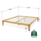 Bme Chalipa 14â King Size Bed Frame, Solid Wood Platform, Wood Slat Support, No Box Spring, Easy Assembly, Minimalist and Modern Style, Natural - Retail: $270.48