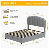 YITAHOME King Size Lift Up Storage Bed Frame with Adjustable Upholstered Platform Headboard, Sturdy Wood Slats & Metal Base, Noise-Free No Box Spring Needed, Fast Assembly, Velvet, Grey - Retail: $211