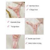 Avidlove Women 4 Packs G-string Flower Lace Panties with Bow Decor Low Rise Thongs