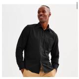 Auxo Collection mens black long sleeve button up shirt, L