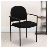 Flash Furniture Tiffany Side Reception Chair with Armrests, Stackable Fabric Waiting Room Chair for Commercial or Residential Use, Black