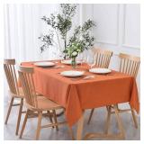 maxmill Textured Rectangle Tablecloth Water Resistant Wrinkle Free Spill-Proof, Soft Jacquard Table Cloth for Thanksgiving Parties Event Holiday Dinner, Indoor and Outdoor Use, 60 x 84 Inch Rust