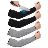 Geyoga 2 Pairs Cut Resistant Sleeves Thin Arm Protectors Arm Guard for Thin Skin and Bruising Arm Sleeves for Men Women (Black, Gray,X-Large)