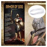 Blulu Armor of God Door Cover 71 x 35 Inch Armor Knight Door Banner Fabric Medieval Themed Door Sign Christian Catholic Knight Photo Background with Rope for Medieval Party Indoor Outdoor Decor