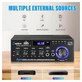 Daakro AK45 Stereo Audio Amplifier,300W Home 2 Channel Wireless Bluetooth 5.0 Power Amplifier System, Home Amplifiers FM Radio, USB, SD Card, with Remote Control Home Theater Audio Stereo System