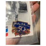 Set of 3 Vintage Jackie Robinson 50th Anniversary Tack Pins w/ Chevron Card