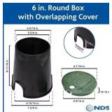 3 New NDS 6” Round Valve Box and Cover, Black Box, Green ICV Cover