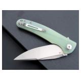 New Open Box Eafengrow EF957 Folding Knife D2 Steel Blade G10 Handle w/ Pocket Clip Reliable Locking Mechanism EDC Flipper Knife for Camping Hiking(Jade)