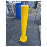 Heavy Duty 35.5” Metal Barrier Post w/ 8” Mounting Bracket Base, Yellow