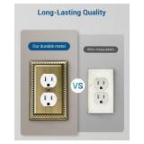 DEWENWILS 4 Pack Metal Outlet Covers, Duplex Wall Plate Cover, Antique Brass Light Switch Cover Plates, 4.92×3.14 Sunken Pearls Decorative Wall Plates Electrical Outlets