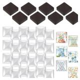 72 Pieces Craft Magnets Glass Ceramic Ferrite Magnet with Adhesive Backing and Transparent Clear Glass Cabochons for DIY Craft Fridge Refrigerator Magnets Pendants(Square,1.2 Inch)