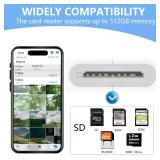 Apple MFi Certified Apple Lightning to SD Card Reader for iPhone, Trail Game Camera Viewer Memory Card Reader for iPhone, SD Card Adapter to iPhone 14/13/12/11/XS/XR/X/SE/8/7/iPad, Plug and Play