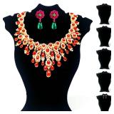 Codant 14.5 Inch Tall Black Velvet Necklace Display Stands for Selling,Tabletop Long Necklace&Earing Display Stands for Jewelry, Foldable Jewelry Display Stands for Selling(set of 6)