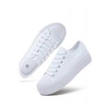 Platform Sneakers for Women White Platform Shoes Low Top Tennis Shoes Non Slip Black Fashion Canvas Sneakers SZ 6/37