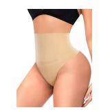 Womens Thong Shapewear Mid to High Waisted Shaper Thong WN0017(01#A Beige#mid Waisted Wire,Small)