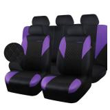 CAR PASS Ultrasonic Embossing Cloth Universal seat Covers Breathable car seat Cover with 5mm Composite Sponge Inside,Airbag Compatible,2zipper Bench for Sedan,SUV,Truck(Black and Purple,Full Set)