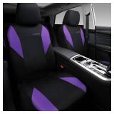 CAR PASS Ultrasonic Embossing Cloth Universal seat Covers Breathable car seat Cover with 5mm Composite Sponge Inside,Airbag Compatible,2zipper Bench for Sedan,SUV,Truck(Black and Purple,Full Set)