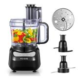 FOHERE Food Processor, 12 Cup, 2 in 1 Feed Chute Vegetable Chopper & Meat Grinder for Mincing, Dicing, Shredding, Puree & Kneading Dough, Stainless Steel