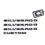 4Pcs Kit 2019 2022 Silverado 1500 Custom Emblem Tailgate Matte Black Overlay Nameplate Badge Replacement for Silverado