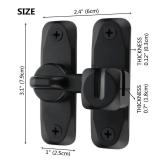 FIREFLYWEB Flip Door Latch Black 180 Degree Heavy Duty Bar Gate Latches Safety Door Lock, Bold Thickened Anti Rust Newest Design (90 180Filp Door Latch)