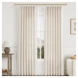 Aersas Natural Pinch Pleated Linen Curtains 84 Inch Length 2 Panels for Living Room Bedroom Cream Semi Sheer Window Curtain Boho Neutral Back Tab Pinch Pleat Drape with Hooks 84 Inches Long